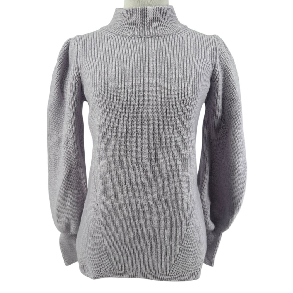 Joie Women's Misty Lilac Tandou Mockneck 100% Wool Bishop Sleeve Sweater Medium